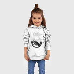 Толстовка-худи детская Реал Мадрид черно белые краски, цвет: 3D-белый — фото 2