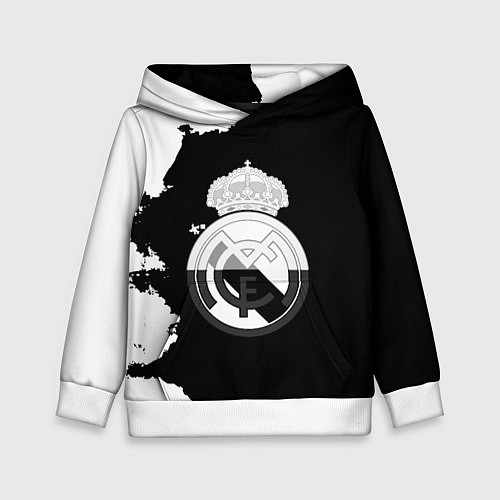 Детская толстовка Реал Мадрид черно белые краски / 3D-Белый – фото 1