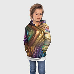 Толстовка-худи детская Сморщенные складочки жидкости, цвет: 3D-белый — фото 2