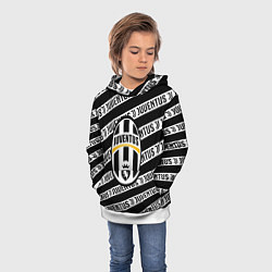 Толстовка-худи детская Ювентус полосы линии спорт, цвет: 3D-белый — фото 2