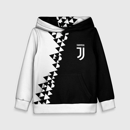 Детская толстовка Juventus черно белая геометрия текстура / 3D-Белый – фото 1