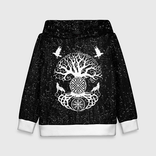 Детская толстовка Волки и вороны Одина и древо мира / 3D-Белый – фото 1