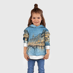 Толстовка-худи детская Снежный вечер Санкт-Петербурга, цвет: 3D-белый — фото 2