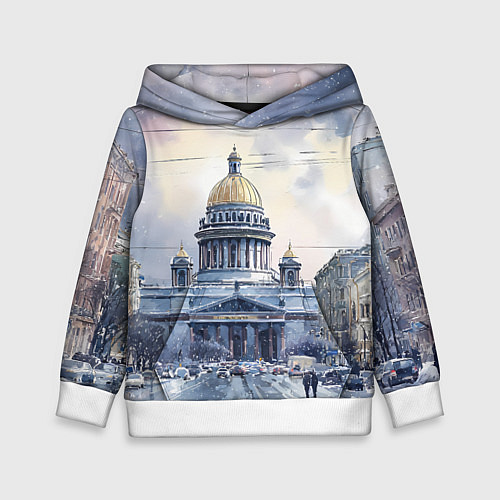 Детская толстовка Санкт-Петербург зимний город / 3D-Белый – фото 1