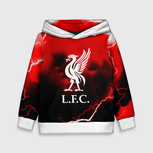Детская толстовка Ливерпуль шторм молнии красный / 3D-Белый – фото 1