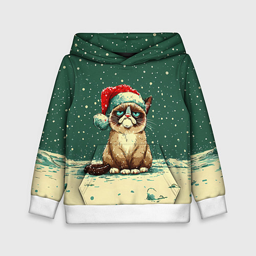 Детская толстовка Печальный Новогодний мем кот / 3D-Белый – фото 1