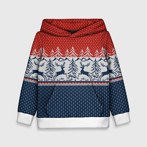 Детская толстовка Вязаный узор с оленями / 3D-Белый – фото 1