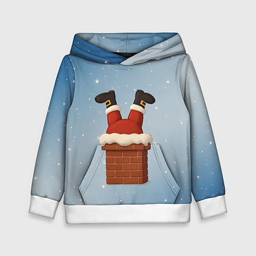 Детская толстовка Санта торчит из трубы / 3D-Белый – фото 1