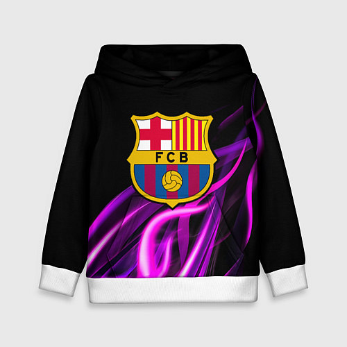 Детская толстовка Барселона неоновый огонь текстура / 3D-Белый – фото 1