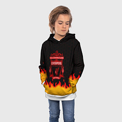 Толстовка-худи детская Liverpool огонь спорт, цвет: 3D-белый — фото 2