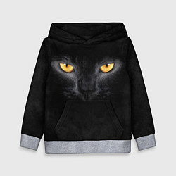 Толстовка-худи детская Черная кошка, цвет: 3D-меланж