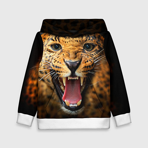Детская толстовка Рык леопарда / 3D-Белый – фото 1