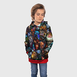 Толстовка-худи детская Dota 2: All Pick, цвет: 3D-красный — фото 2