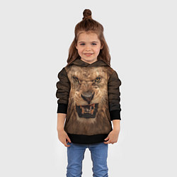 Толстовка-худи детская Взгляд льва, цвет: 3D-черный — фото 2