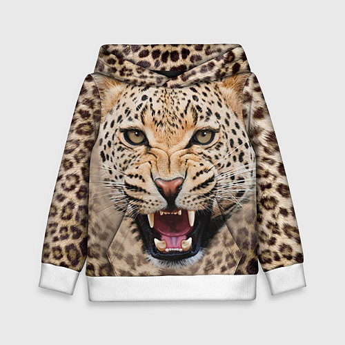 Детская толстовка Взгляд леопарда / 3D-Белый – фото 1