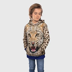 Толстовка-худи детская Взгляд леопарда, цвет: 3D-синий — фото 2