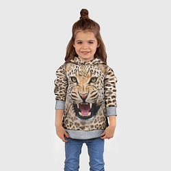 Толстовка-худи детская Взгляд леопарда, цвет: 3D-меланж — фото 2