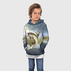 Толстовка-худи детская Дерзская щука, цвет: 3D-белый — фото 2