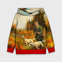 Толстовка-худи детская Охота на утку, цвет: 3D-красный
