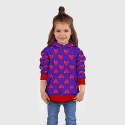 Толстовка-худи детская Hearts Pattern, цвет: 3D-красный — фото 2