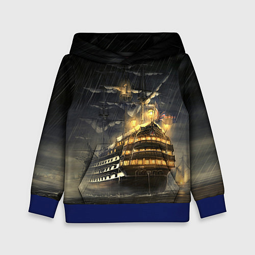 Детская толстовка Боевой парусник в суровую погоду / 3D-Синий – фото 1