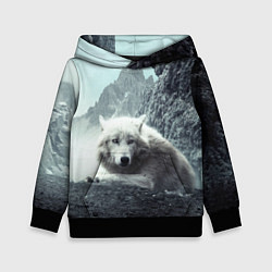 Толстовка-худи детская Волк в горах цвета 3D-черный — фото 1