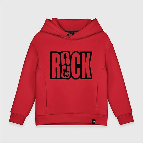 Детское худи оверсайз Rock Logo / Красный – фото 1