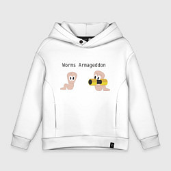 Толстовка оверсайз детская Worms armageddon, цвет: белый