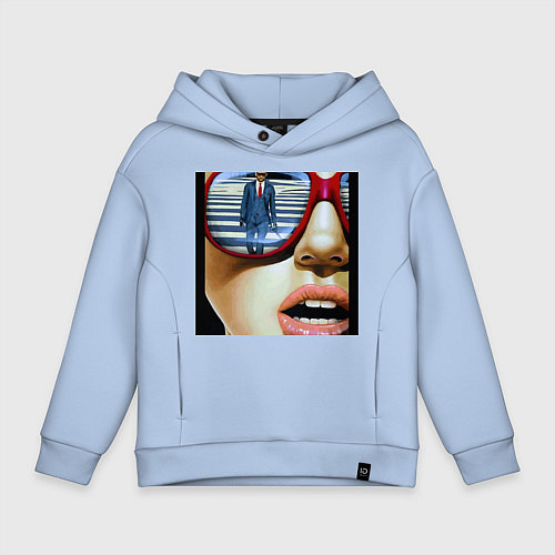 Детское худи оверсайз Девушка в очках / Мягкое небо – фото 1