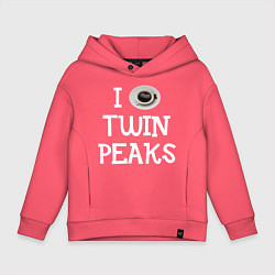 Толстовка оверсайз детская I love Twin Peaks, цвет: коралловый