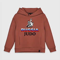 Толстовка оверсайз детская Russia judo, цвет: кирпичный