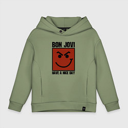 Толстовка оверсайз детская Bon Jovi: Have a nice day, цвет: авокадо