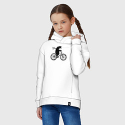 Толстовка оверсайз детская Ежик на велосипеде, цвет: белый — фото 2