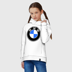 Толстовка оверсайз детская Logo BMW, цвет: белый — фото 2