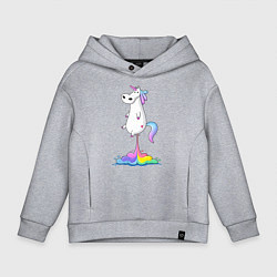 Толстовка оверсайз детская Взлет единорога, цвет: меланж