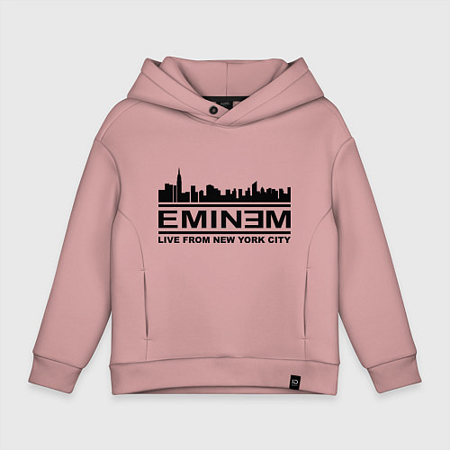 Детское худи оверсайз Eminem: Live from NY / Пыльно-розовый – фото 1