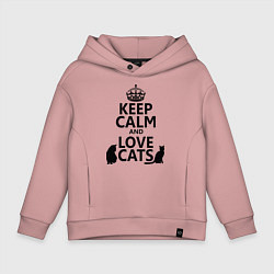 Толстовка оверсайз детская Keep Calm & Love Cats, цвет: пыльно-розовый