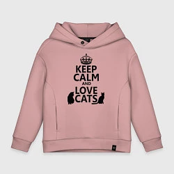 Толстовка оверсайз детская Keep Calm & Love Cats, цвет: пыльно-розовый