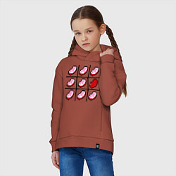 Толстовка оверсайз детская Minecraft Hearts, цвет: кирпичный — фото 2