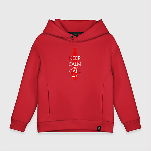 Детское худи оверсайз Keep Calm & Call 47 / Красный – фото 1