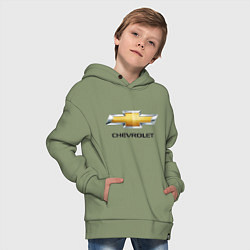 Толстовка оверсайз детская Chevrolet логотип, цвет: авокадо — фото 2