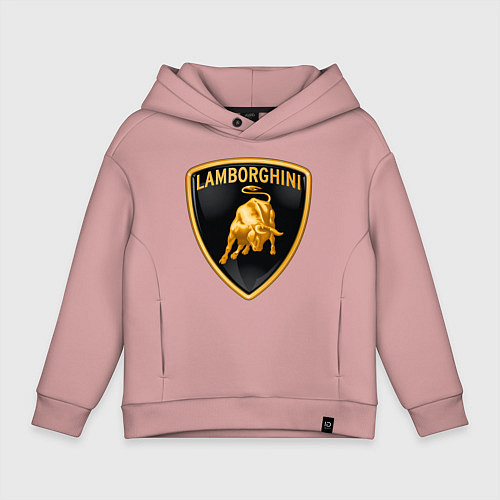 Детское худи оверсайз Lamborghini logo / Пыльно-розовый – фото 1
