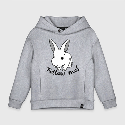 Детское худи оверсайз Rabbit: follow me / Меланж – фото 1
