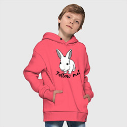 Толстовка оверсайз детская Rabbit: follow me, цвет: коралловый — фото 2