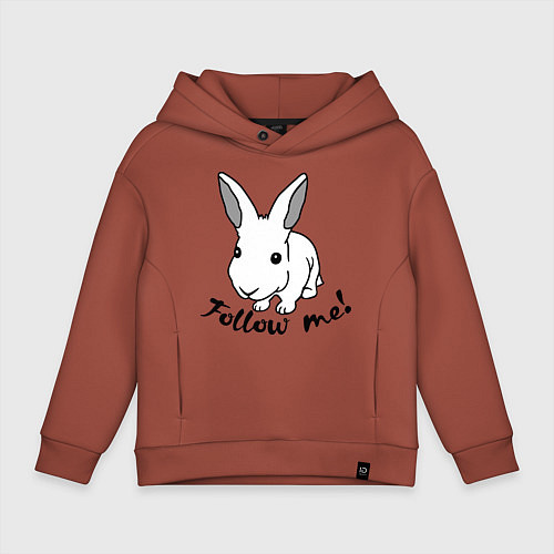 Детское худи оверсайз Rabbit: follow me / Кирпичный – фото 1