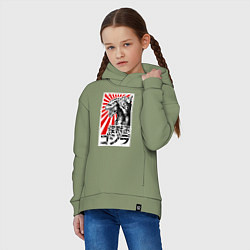 Толстовка оверсайз детская Godzilla Poster, цвет: авокадо — фото 2