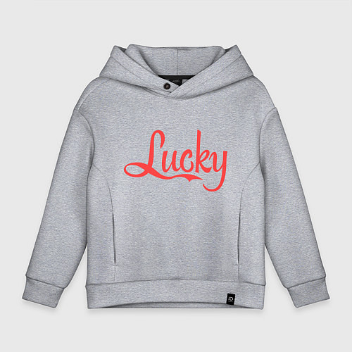 Детское худи оверсайз Lucky logo / Меланж – фото 1