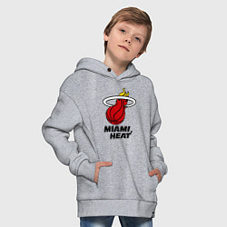 Толстовка оверсайз детская Miami Heat-logo, цвет: меланж — фото 2