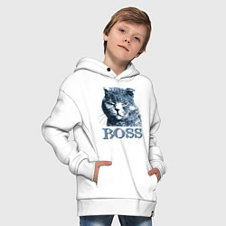 Толстовка оверсайз детская Boss cat, цвет: белый — фото 2