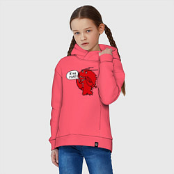 Толстовка оверсайз детская Рак: я на мид, цвет: коралловый — фото 2
